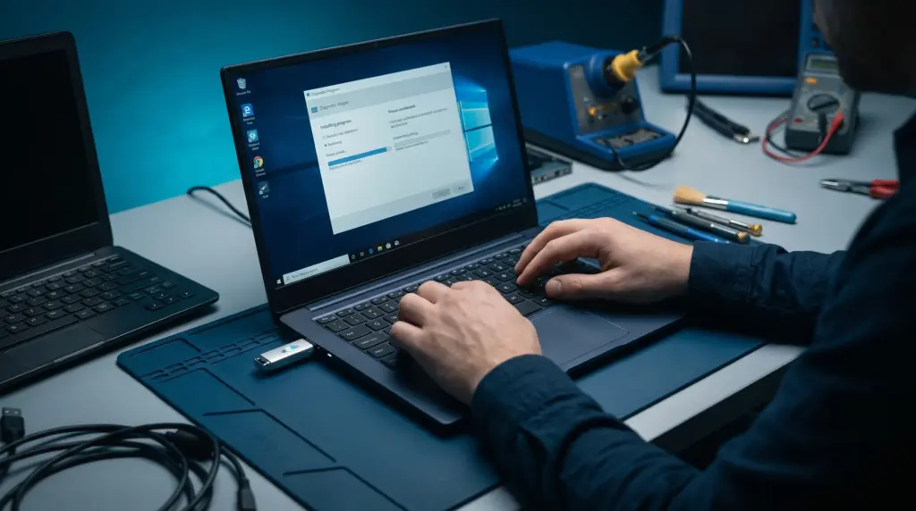 Einrichtung von Software auf einem Laptop